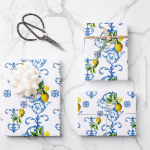 Mediterranean tiles, majolica,Sicilian style Wrapping Paper Sheets