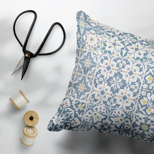 Mediterranean Tiles, Moroccan, Majolica, Azulejo Accent Pillow