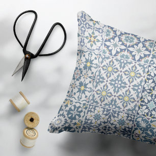 Mediterranean Tiles, Moroccan, Majolica, Azulejo Accent Pillow