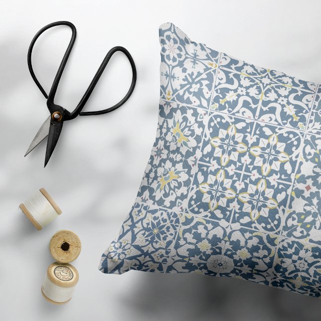 Mediterranean Tiles, Moroccan, Majolica, Azulejo Accent Pillow (Creator Uploaded)