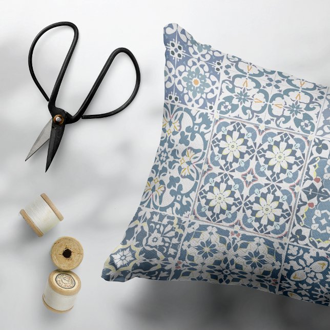 Mediterranean Tiles, Moroccan, Majolica, Azulejo Accent Pillow (Creator Uploaded)