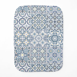 Mediterranean Tiles, Moroccan, Majolica, Azulejo Baby Burp Cloth
