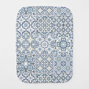 Mediterranean Tiles, Moroccan, Majolica, Azulejo Baby Burp Cloth