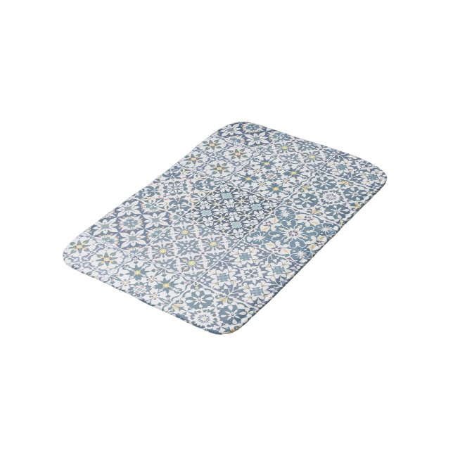 Mediterranean Tiles, Moroccan, Majolica, Azulejo Bath Mat (Angled)