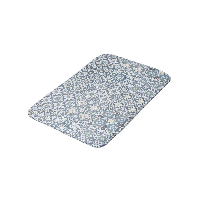 Mediterranean Tiles, Moroccan, Majolica, Azulejo Bath Mat (Angled)