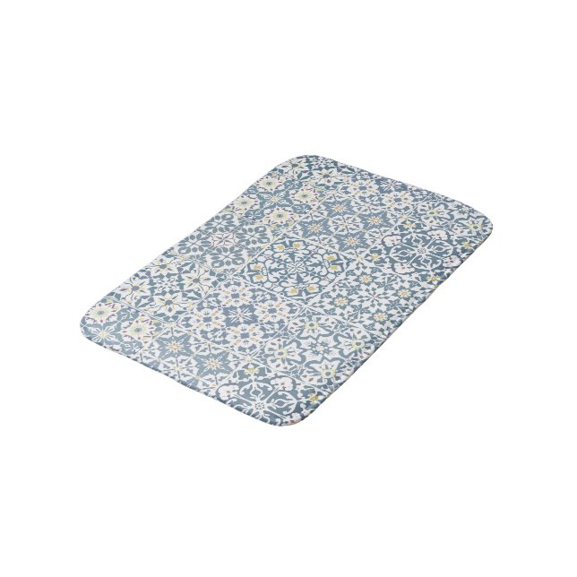 Mediterranean Tiles, Moroccan, Majolica, Azulejo Bath Mat (Angled)