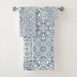 Mediterranean Tiles, Moroccan, Majolica, Azulejo Bath Towel Set