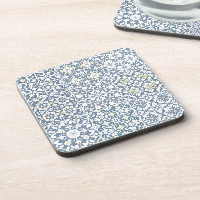 Mediterranean Tiles, Moroccan, Majolica, Azulejo Beverage Coaster (Left Side)