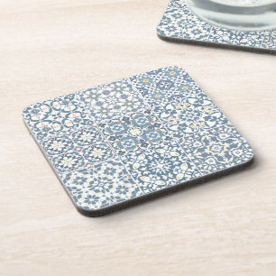 Mediterranean Tiles, Moroccan, Majolica, Azulejo Beverage Coaster