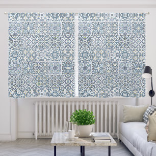 Mediterranean Tiles, Moroccan, Majolica, Azulejo Blackout Curtains