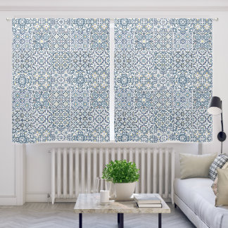 Mediterranean Tiles, Moroccan, Majolica, Azulejo Blackout Curtains