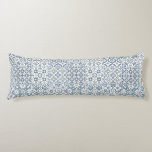 Mediterranean Tiles, Moroccan, Majolica, Azulejo Body Pillow