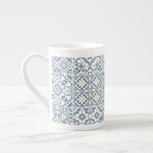 Mediterranean Tiles, Moroccan, Majolica, Azulejo Bone China Mug