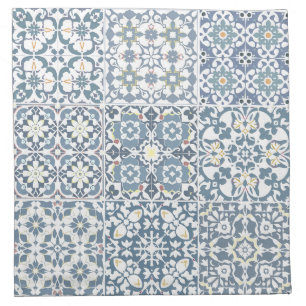 Mediterranean Tiles, Moroccan, Majolica, Azulejo Cloth Napkin
