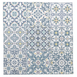 Mediterranean Tiles, Moroccan, Majolica, Azulejo Cloth Napkin