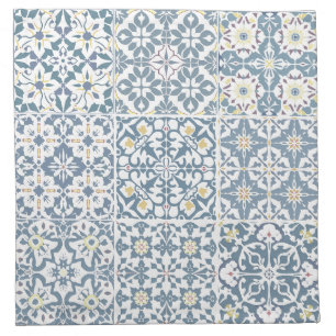 Mediterranean Tiles, Moroccan, Majolica, Azulejo Cloth Napkin