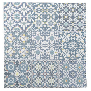 Mediterranean Tiles, Moroccan, Majolica, Azulejo Cloth Napkin