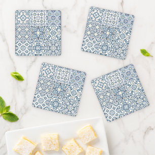 Mediterranean Tiles, Moroccan, Majolica, Azulejo Coaster Set