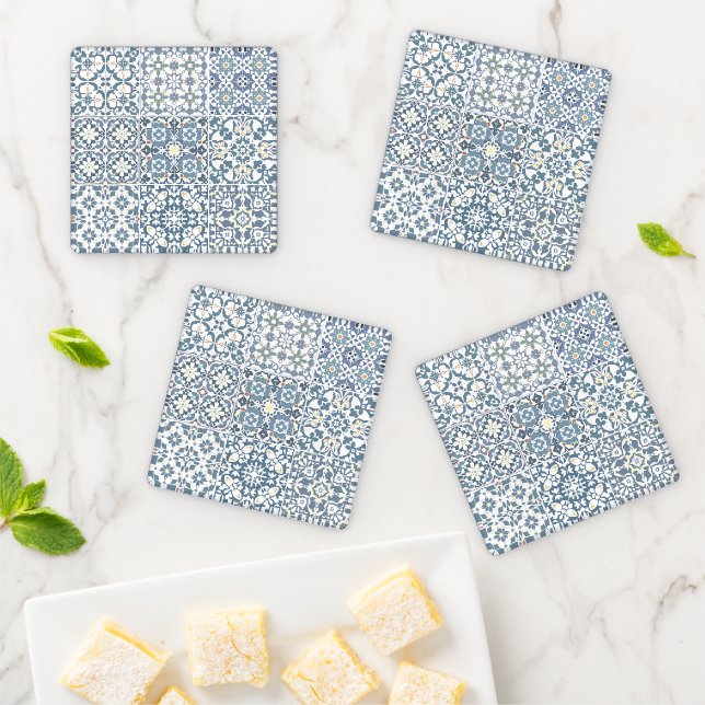 Mediterranean Tiles, Moroccan, Majolica, Azulejo Coaster Set (In Situ)