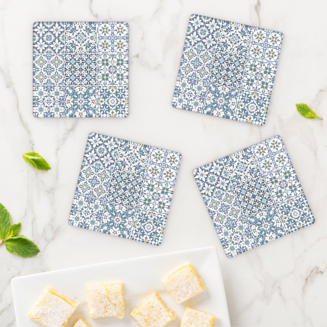 Mediterranean Tiles, Moroccan, Majolica, Azulejo Coaster Set (In Situ)