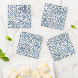 Mediterranean Tiles, Moroccan, Majolica, Azulejo Coaster Set
