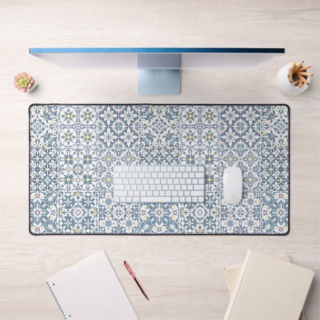 Mediterranean Tiles, Moroccan, Majolica, Azulejo Desk Mat (Office 1)
