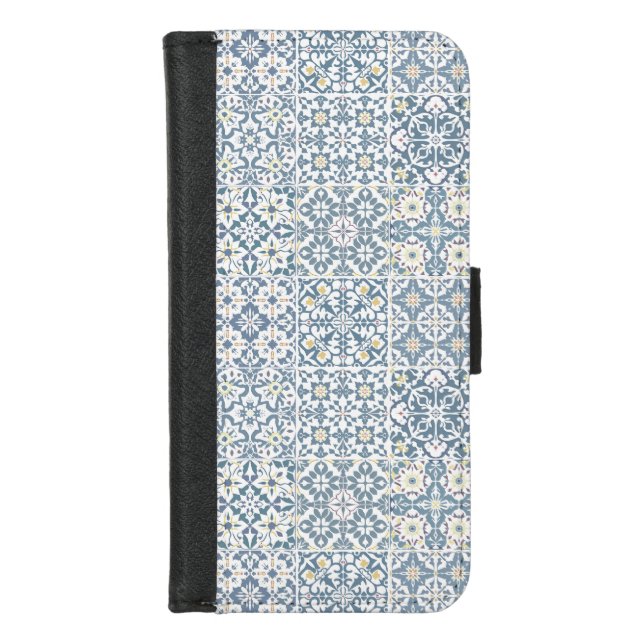 Mediterranean Tiles, Moroccan, Majolica, Azulejo iPhone Wallet Case (Front)