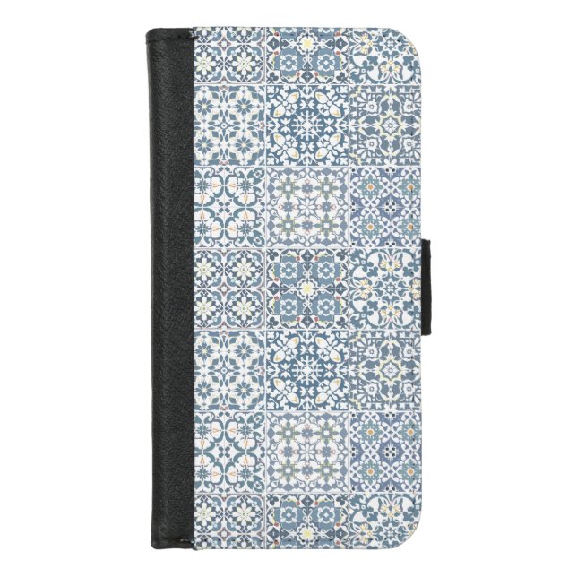 Mediterranean Tiles, Moroccan, Majolica, Azulejo iPhone Wallet Case (Front)