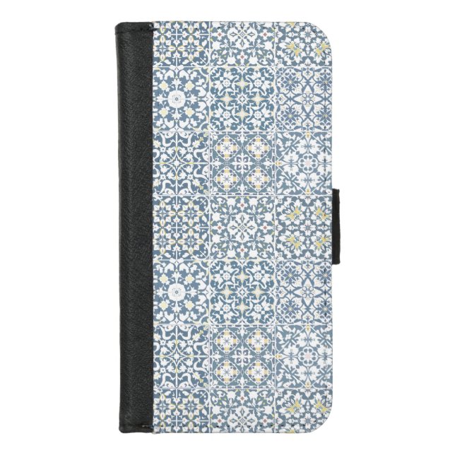 Mediterranean Tiles, Moroccan, Majolica, Azulejo iPhone Wallet Case (Front)