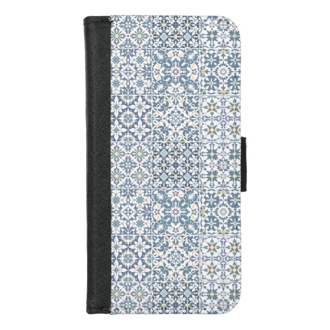 Mediterranean Tiles, Moroccan, Majolica, Azulejo iPhone Wallet Case (Front)