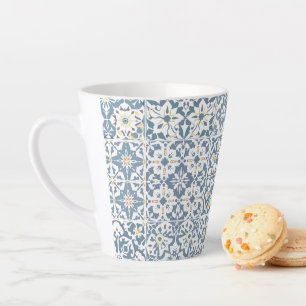 Mediterranean Tiles, Moroccan, Majolica, Azulejo Latte Mug