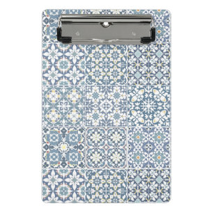 Mediterranean Tiles, Moroccan, Majolica, Azulejo Mini Clipboard