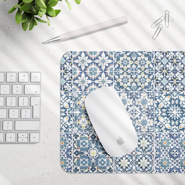 Mediterranean Tiles, Moroccan, Majolica, Azulejo Mouse Pad (Creator Uploaded)
