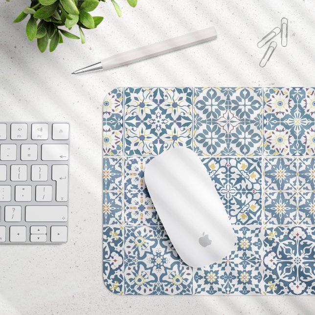 Mediterranean Tiles, Moroccan, Majolica, Azulejo Mouse Pad (Creator Uploaded)