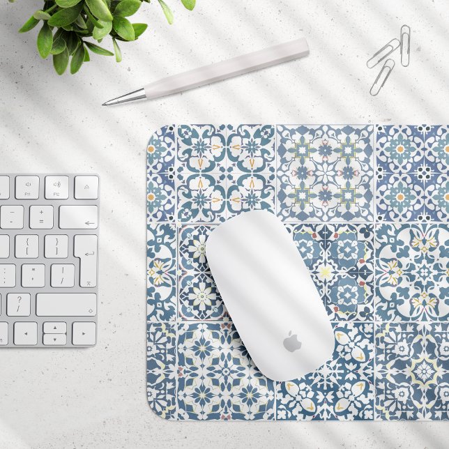 Mediterranean Tiles, Moroccan, Majolica, Azulejo Mouse Pad (Creator Uploaded)