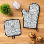 Mediterranean Tiles, Moroccan, Majolica, Azulejo Oven Mitt &amp; Pot Holder Set