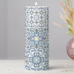 Mediterranean Tiles, Moroccan, Majolica, Azulejo Pillar Candle