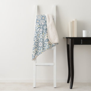 Mediterranean Tiles, Moroccan, Majolica, Azulejo Sherpa Blanket
