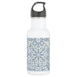 Mediterranean Tiles, Moroccan, Majolica, Azulejo Stainless Steel Water Bottle