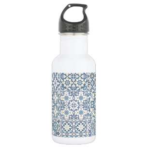 Mediterranean Tiles, Moroccan, Majolica, Azulejo Stainless Steel Water Bottle