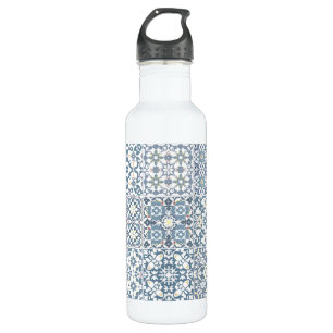 Mediterranean Tiles, Moroccan, Majolica, Azulejo Stainless Steel Water Bottle