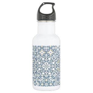 Mediterranean Tiles, Moroccan, Majolica, Azulejo Stainless Steel Water Bottle