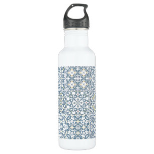 Mediterranean Tiles, Moroccan, Majolica, Azulejo Stainless Steel Water Bottle
