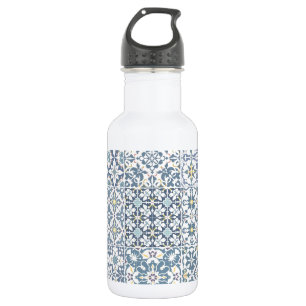 Mediterranean Tiles, Moroccan, Majolica, Azulejo Stainless Steel Water Bottle