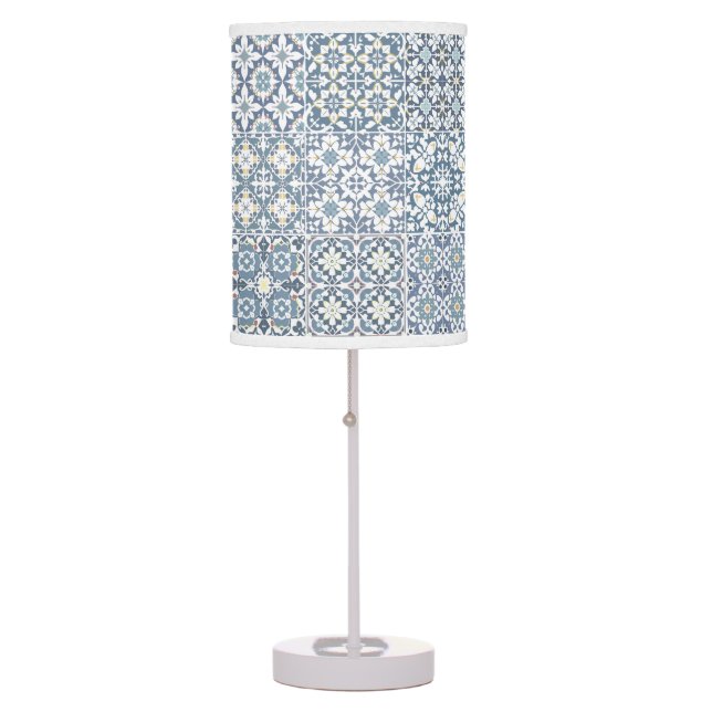 Mediterranean Tiles, Moroccan, Majolica, Azulejo Table Lamp (Front)