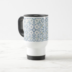 Mediterranean Tiles, Moroccan, Majolica, Azulejo Travel Mug