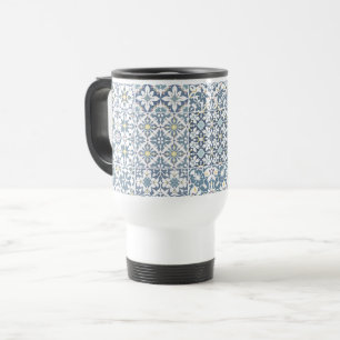 Mediterranean Tiles, Moroccan, Majolica, Azulejo Travel Mug
