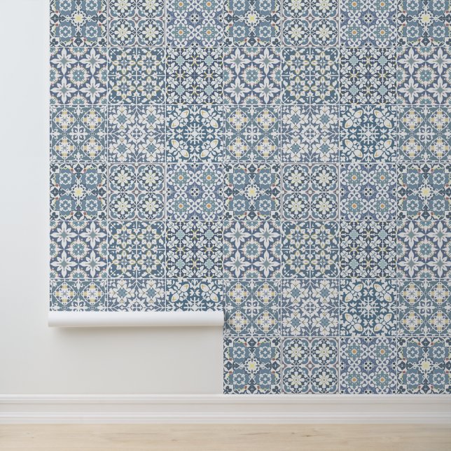 Mediterranean Tiles, Moroccan, Majolica, Azulejo Wallpaper (Application)