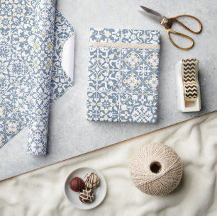 Mediterranean Tiles, Moroccan, Majolica, Azulejo Wrapping Paper