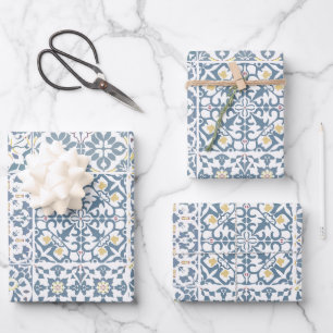 Mediterranean Tiles, Moroccan, Majolica, Azulejo Wrapping Paper Sheets